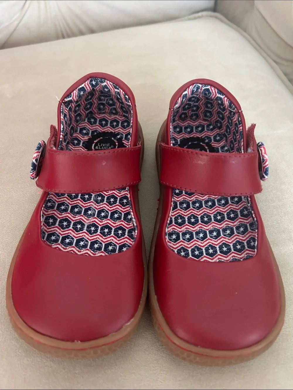Toddler girl size 9 Mary Jane 4th of July flag patriotic dress shoe Velcro strap